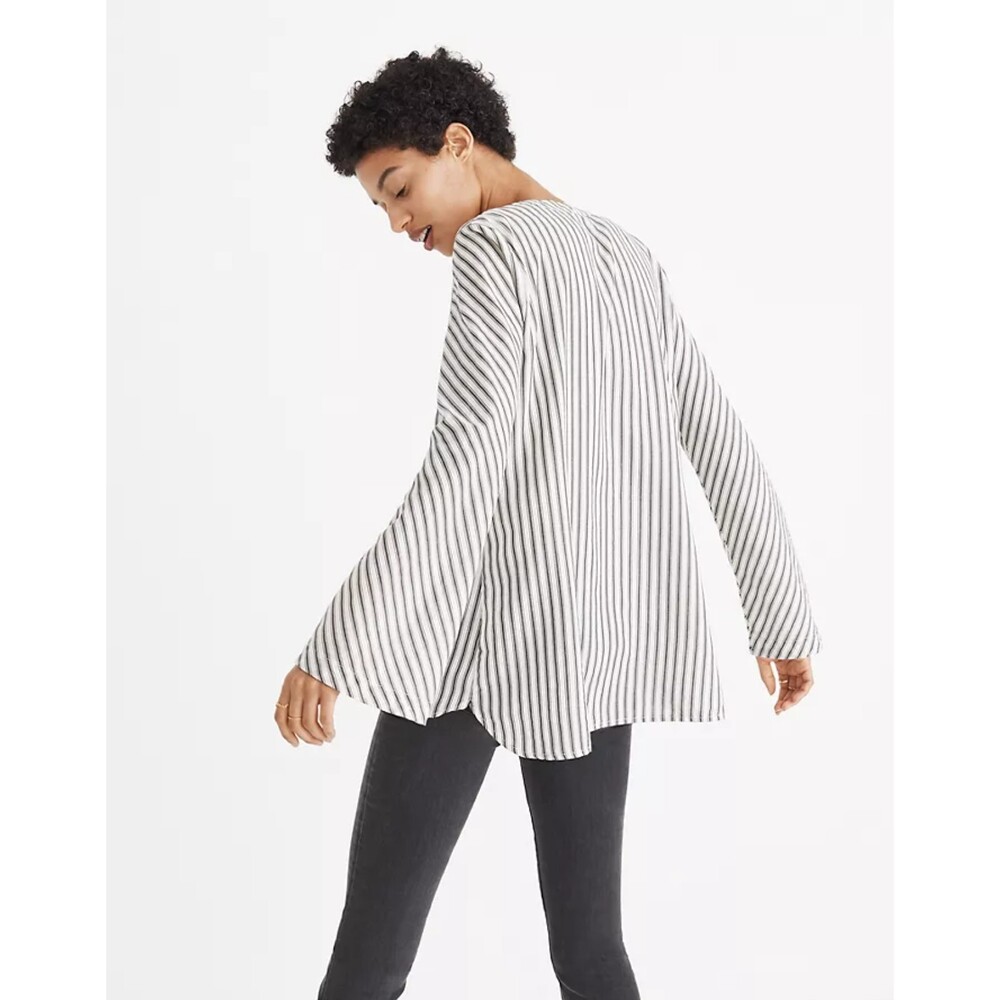 Madewell Striped Flare Sleeve 1/2 button Shirt size XS